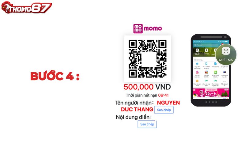 Mở ứng dụng MOMO và quét mã QR