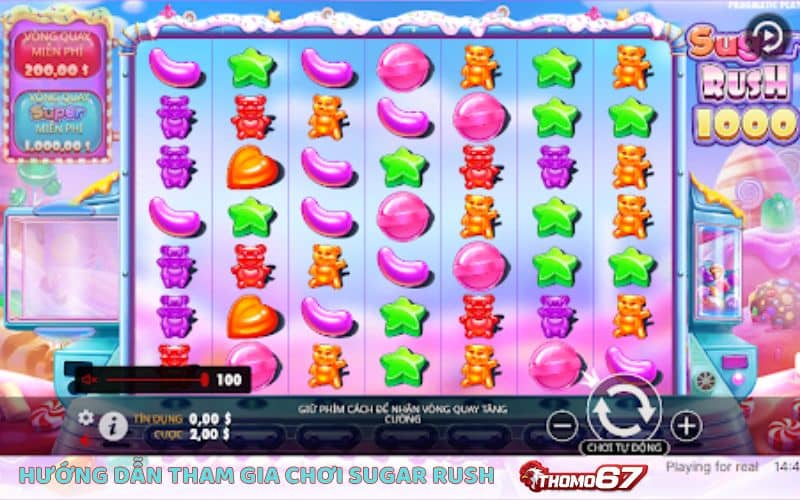 Hướng dẫn các bước quay slot Sugar Rush chi tiết