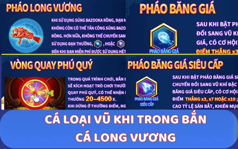 Kho vũ khí trong game Bắn Cá Long Vương 